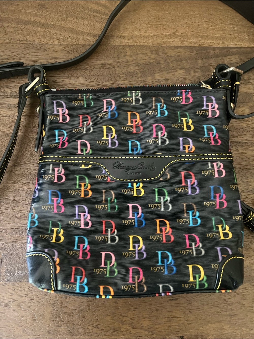 Dooney & Bourke Black Multicolor DB Logo Crossbody